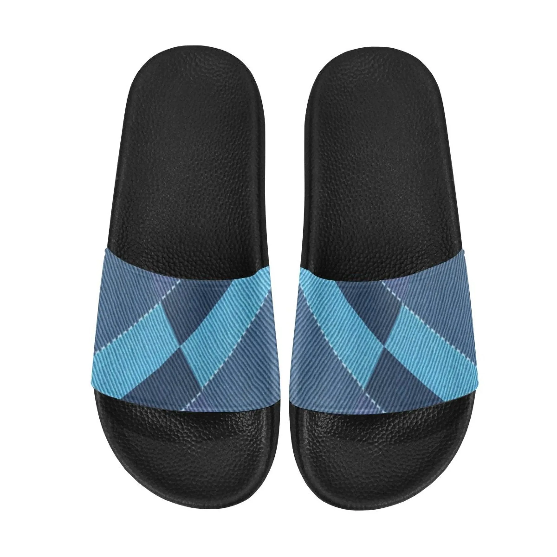 Uniquely You Womens Slides / Flip-Flop Sandals - Blue Denim Grid