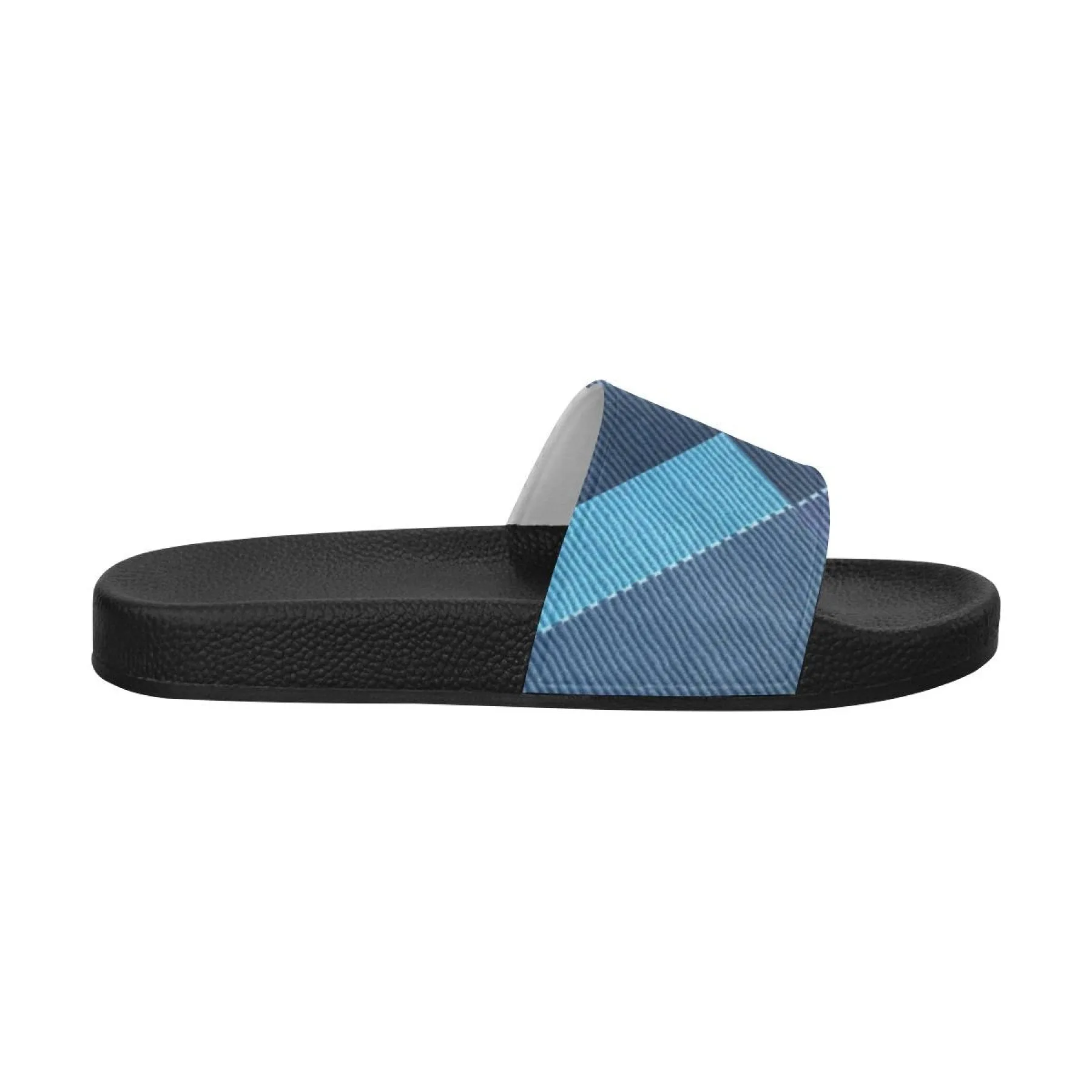 Uniquely You Womens Slides / Flip-Flop Sandals - Blue Denim Grid