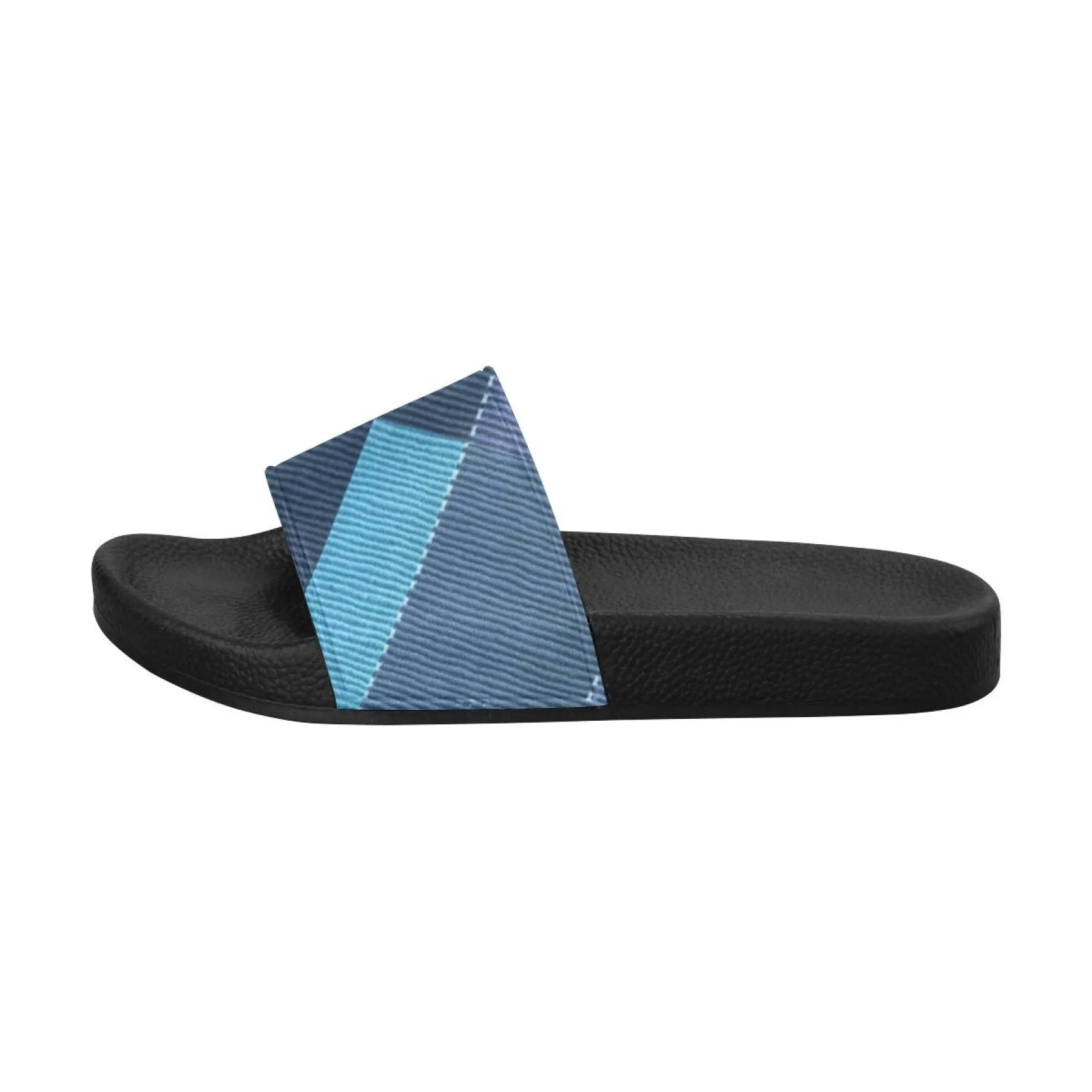 Uniquely You Womens Slides / Flip-Flop Sandals - Blue Denim Grid