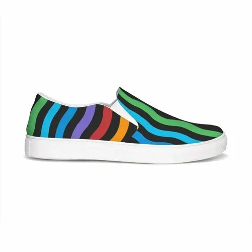 Uniquely You Womens Sneakers - Rainbow Stripe Style Canvas Sports