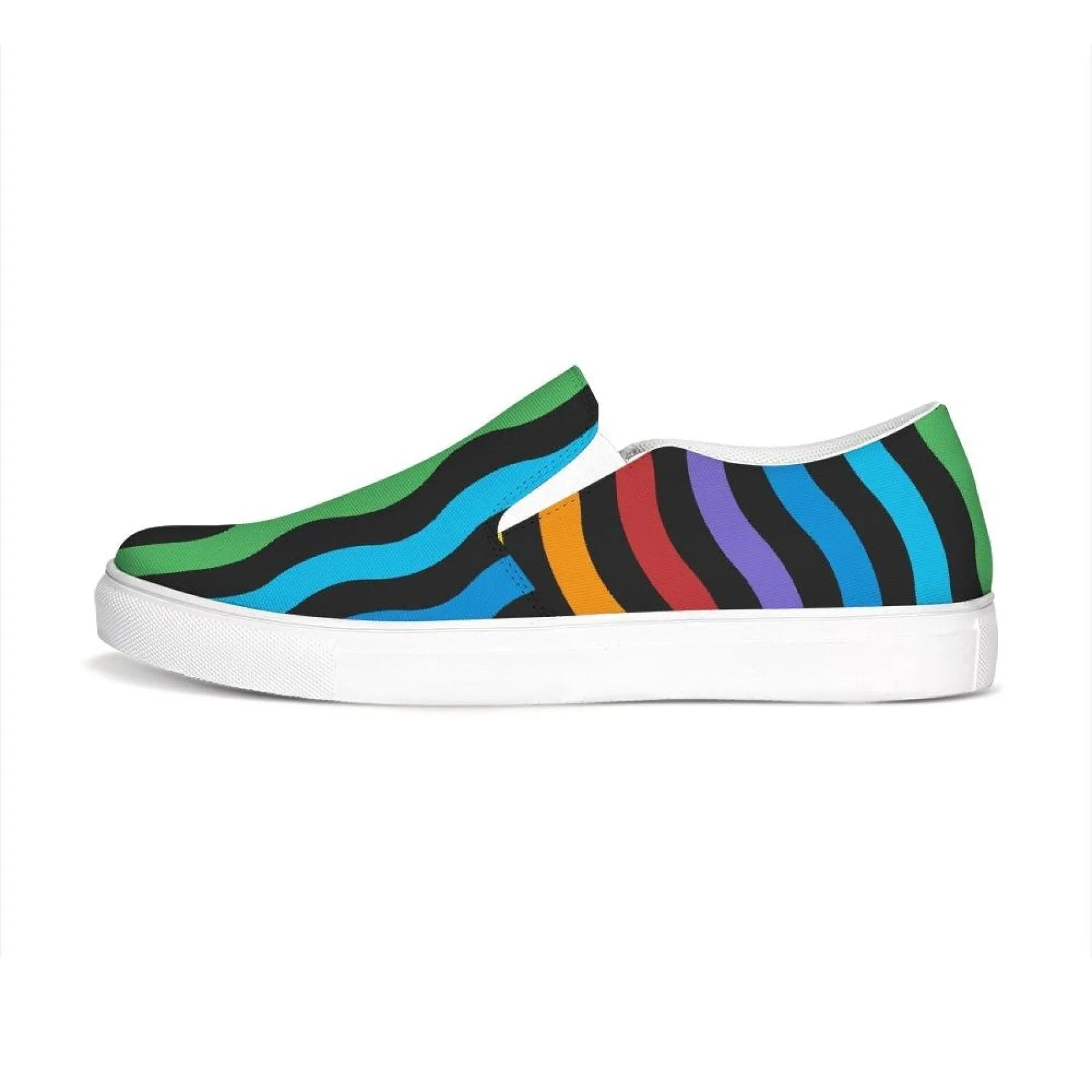 Uniquely You Womens Sneakers - Rainbow Stripe Style Canvas Sports