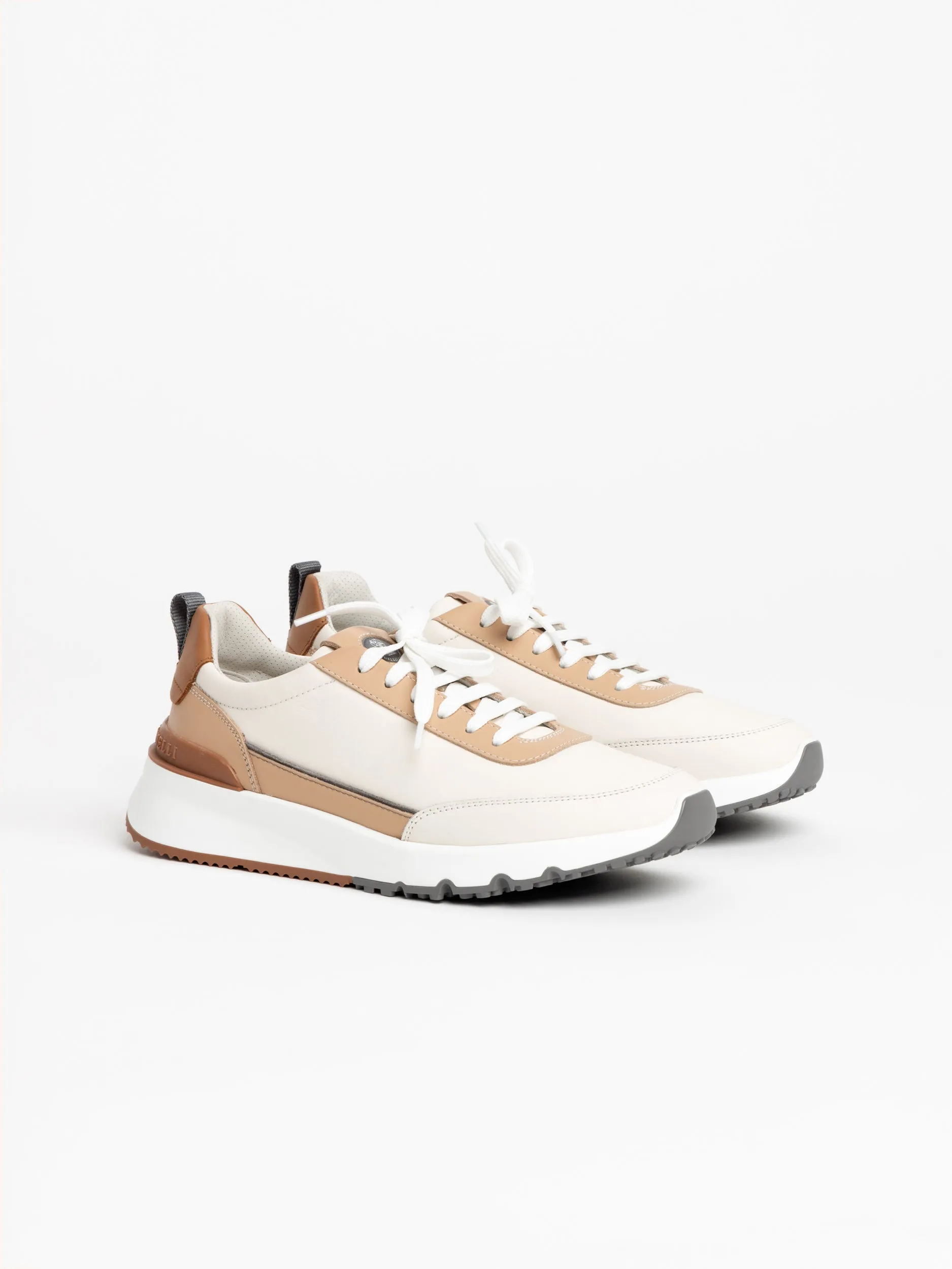 White/Brown Semi-Polished Calfskin Runners