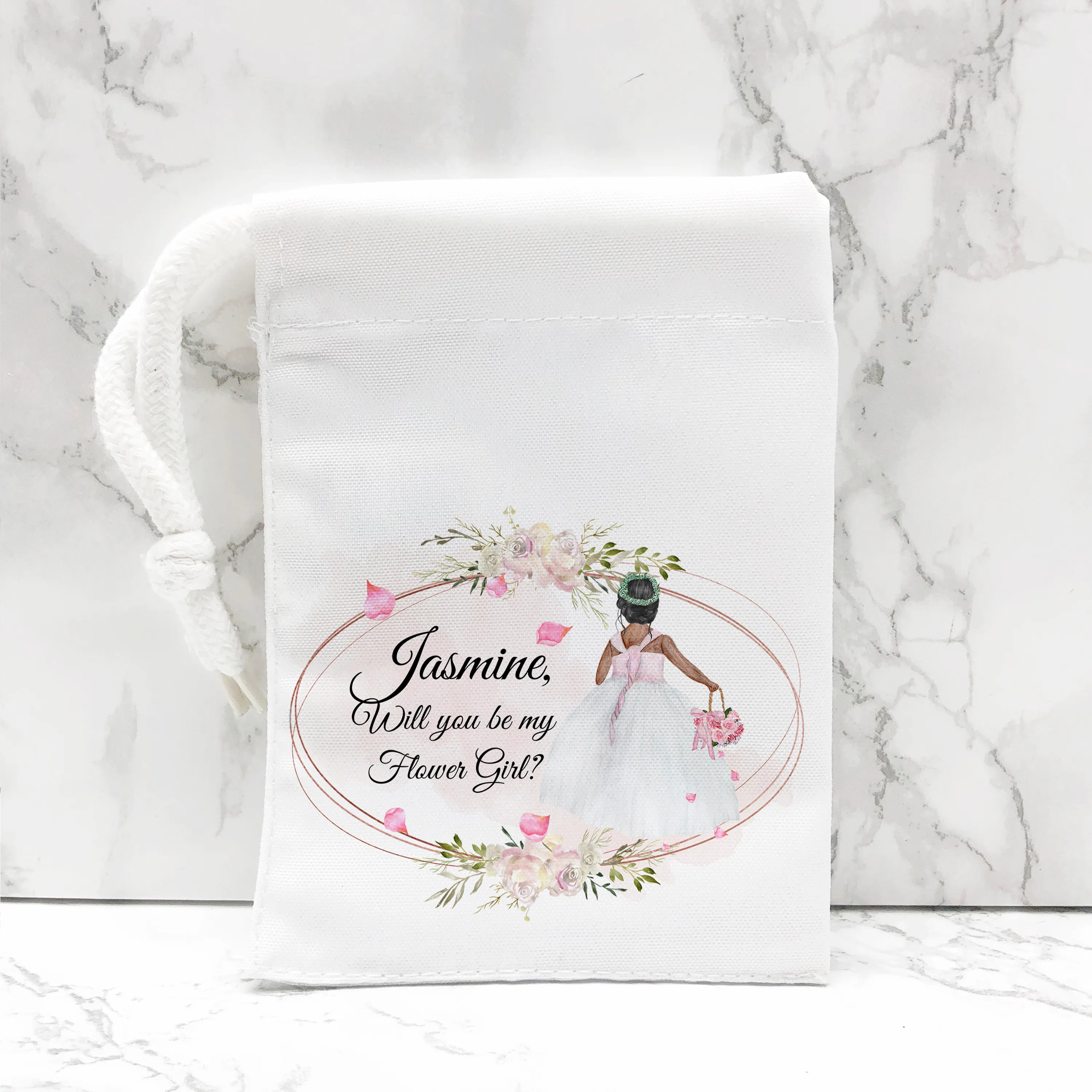 Will you be my Flower Girl, Bridesmaid, Maid of Honour Proposal Small Drawstring Bag